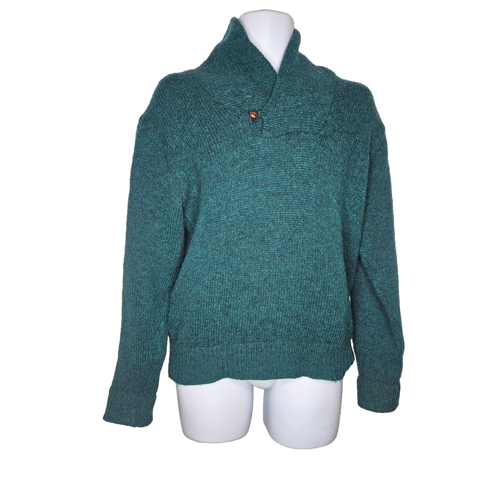 Vintage LL Bean Wool Sweater Green ‎ Knit Pullover Cozy Outdoor Mens M Usa